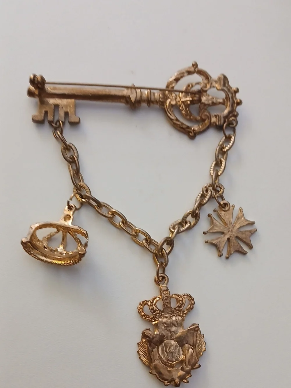 Royal Key Chatenairne Brooch Dangle Charms with Crown & Enamel Shields